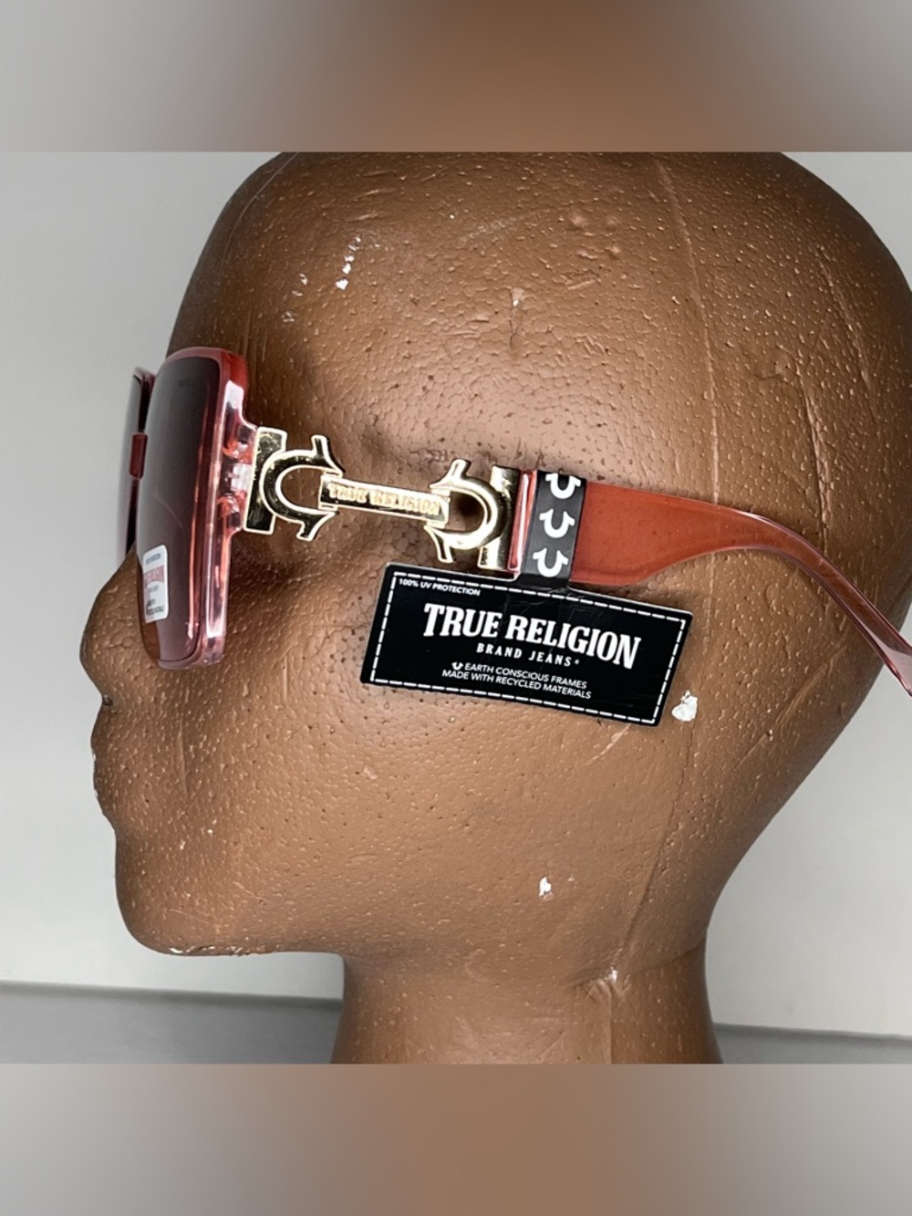 NWT True Religion Sunglasses Style TR56234X Oversize Square Logo Horseshoe